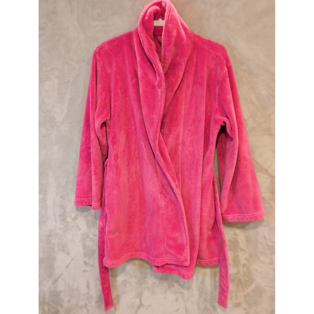 Charlotte Pink Plush Fleece Robe Womens‎ Medium Soft Cozy Belted